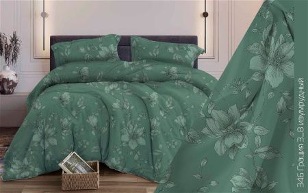 КПБ Бязь "Бояртекс" диз. № 346 Грация, 3/8 Вид, изумрудный (L)